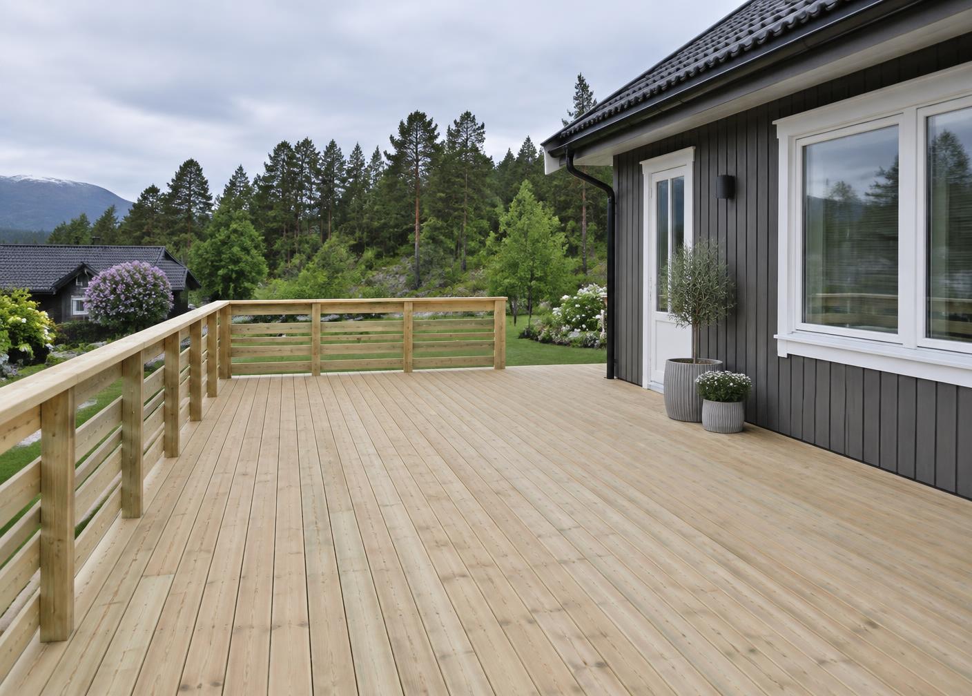 Ferdig terrasse bygget av Bislet Snekker